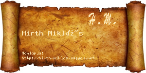 Hirth Miklós névjegykártya